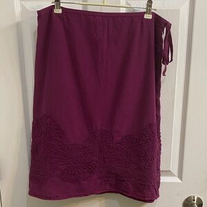 Max Studio Fuchsia Floral Tie Cotton Knee Length Dress Women’s Size 10 Fall